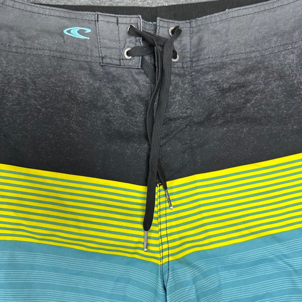 O'Neill Hybrid Swim Black Blue Trunks Striped Board‎ Shorts Beach Surf Size 32 - Picture 9 of 12